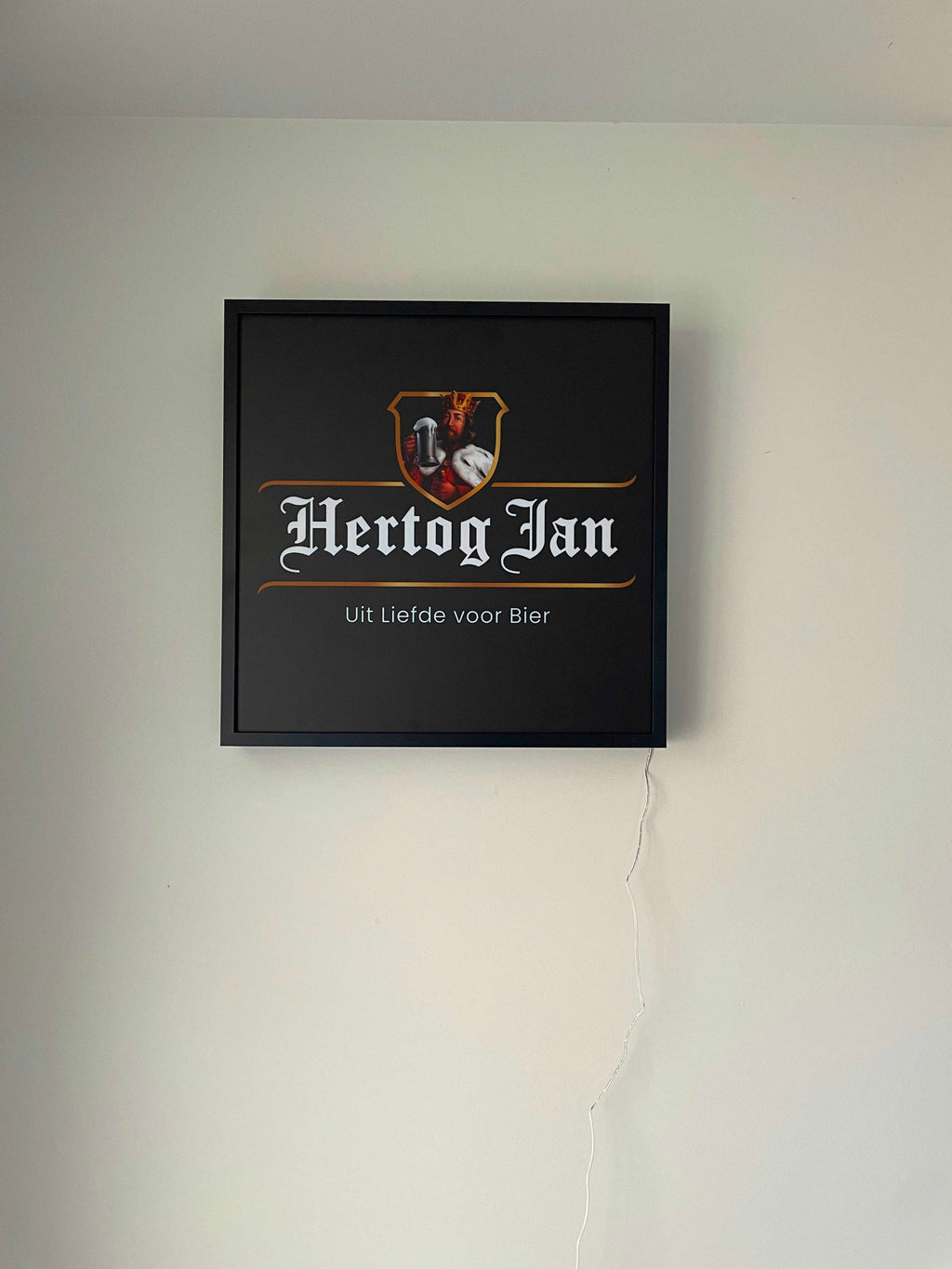 Lichtbak Hertog Jan bier logo reclamebord, 50x50cm verlicht