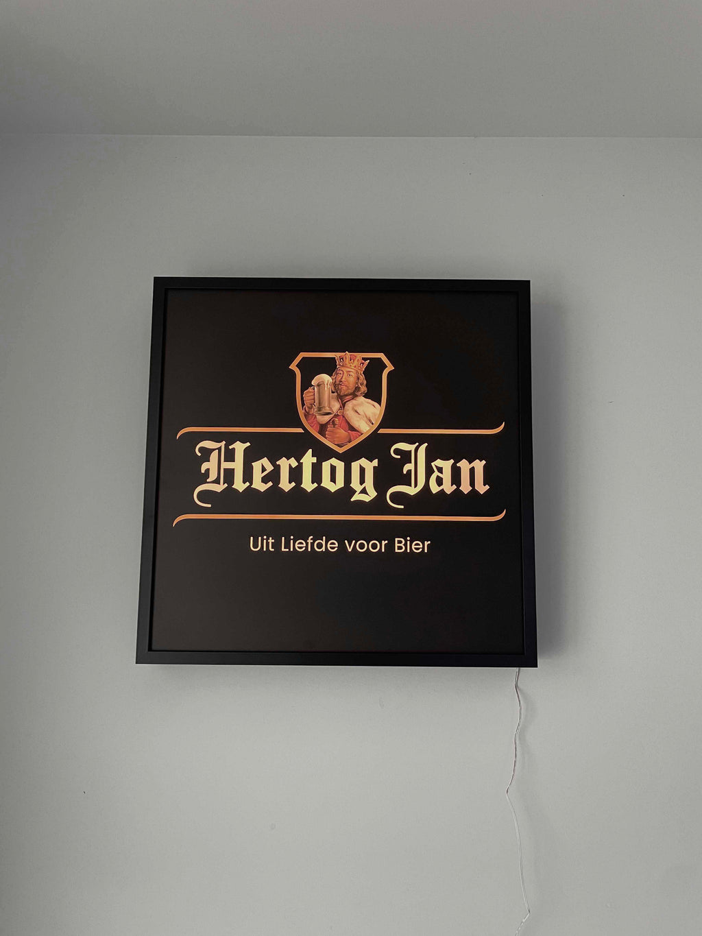Lichtbak Hertog Jan bier logo reclamebord, 50x50cm verlicht