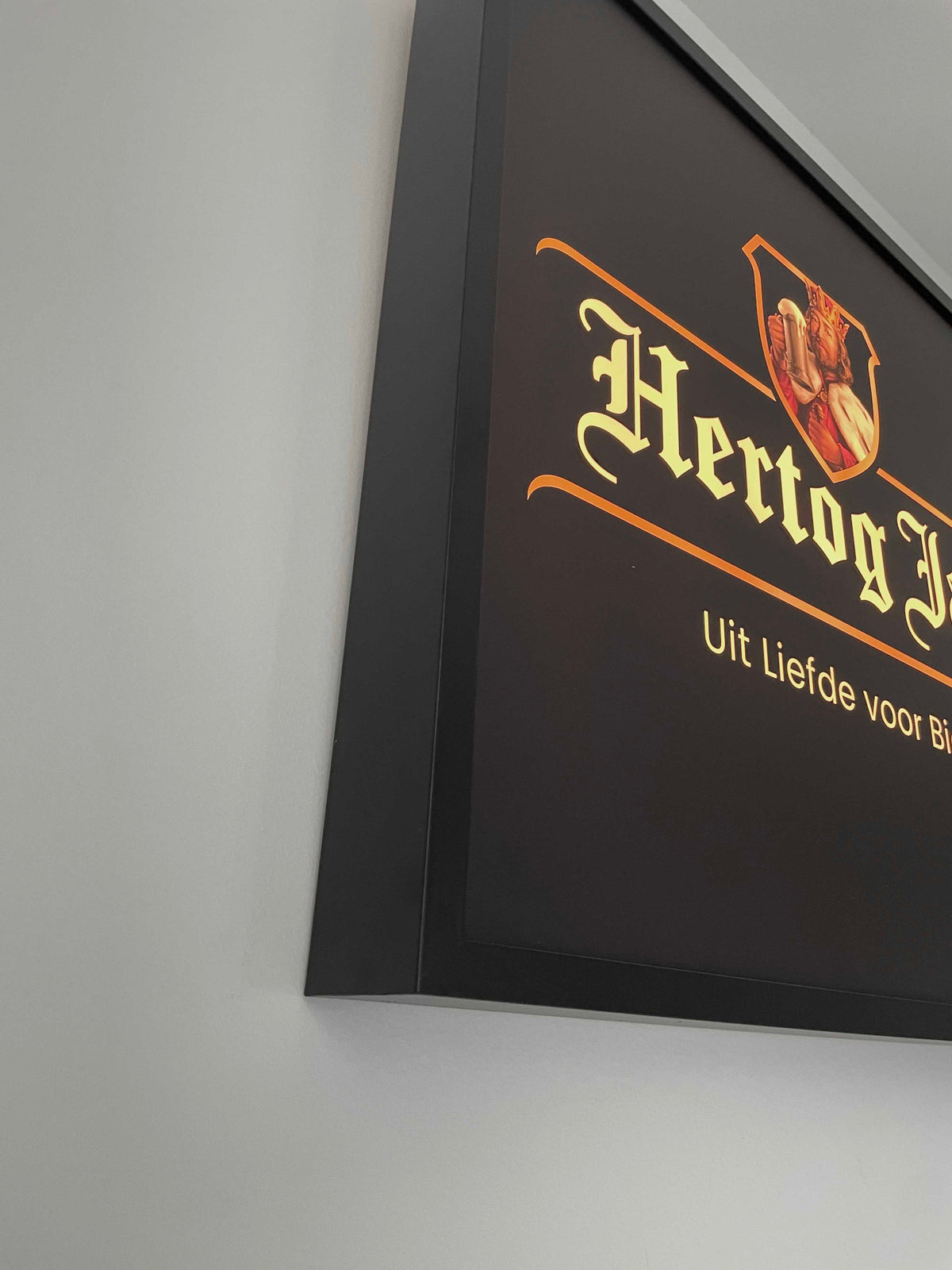 Lichtbak Hertog Jan bier logo reclamebord, 50x50cm verlicht