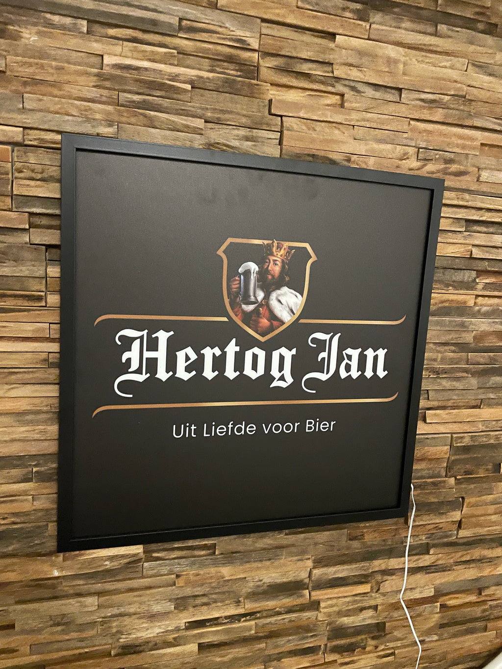 Lichtbak Hertog Jan bier logo reclamebord, 50x50cm verlicht