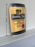 Reclamebord Hertog Jan bier in vorm groot bierblik, 25x46cm