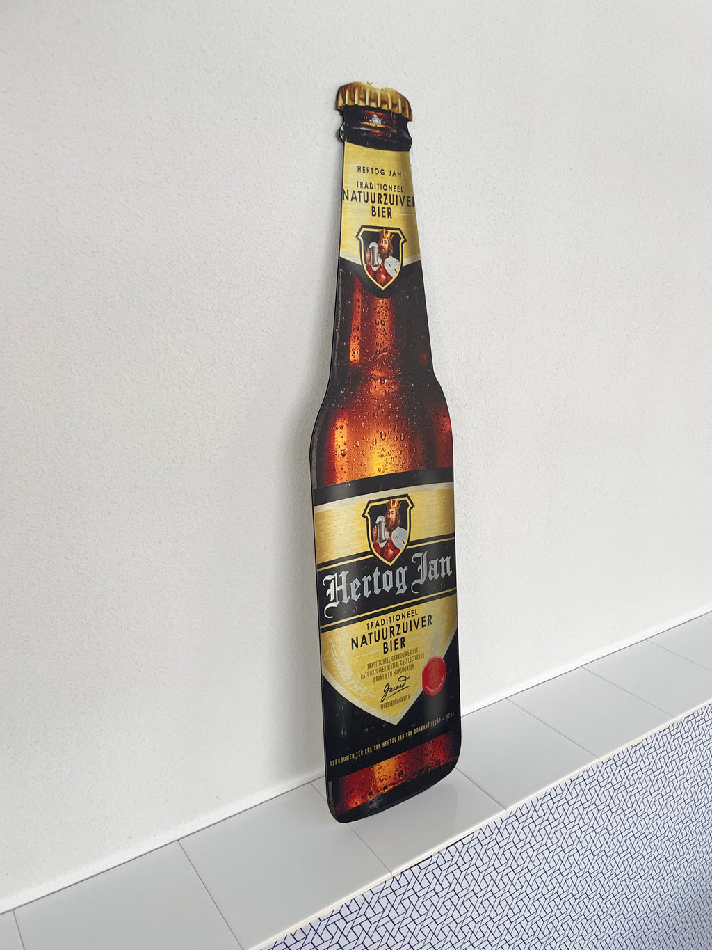 Reclamebord Hertog Jan fles groot, aluminium, 20x70 cm,