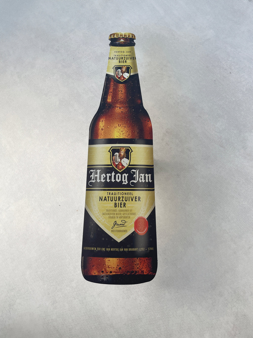 Reclamebord Hertog Jan fles groot, aluminium, 20x70 cm,