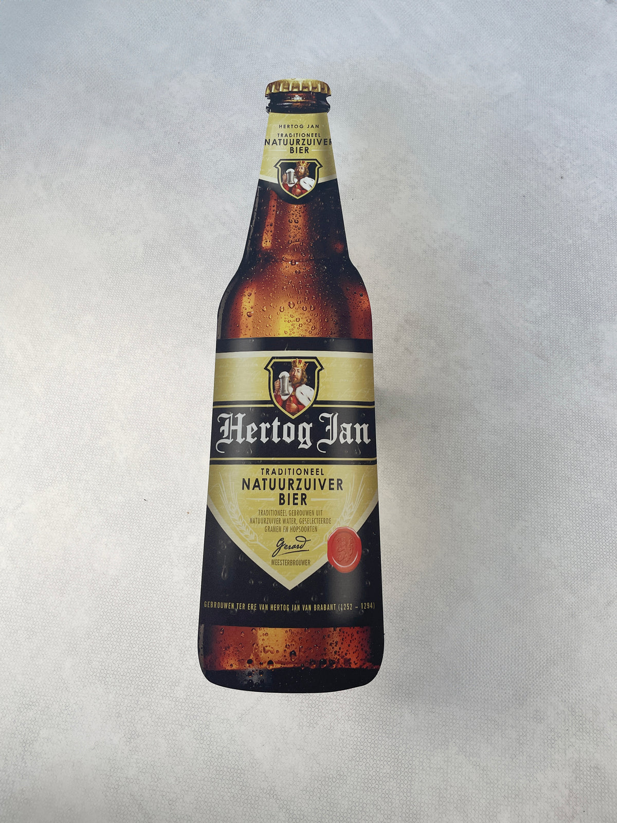 Reclamebord Hertog Jan fles groot, aluminium, 20x70 cm,