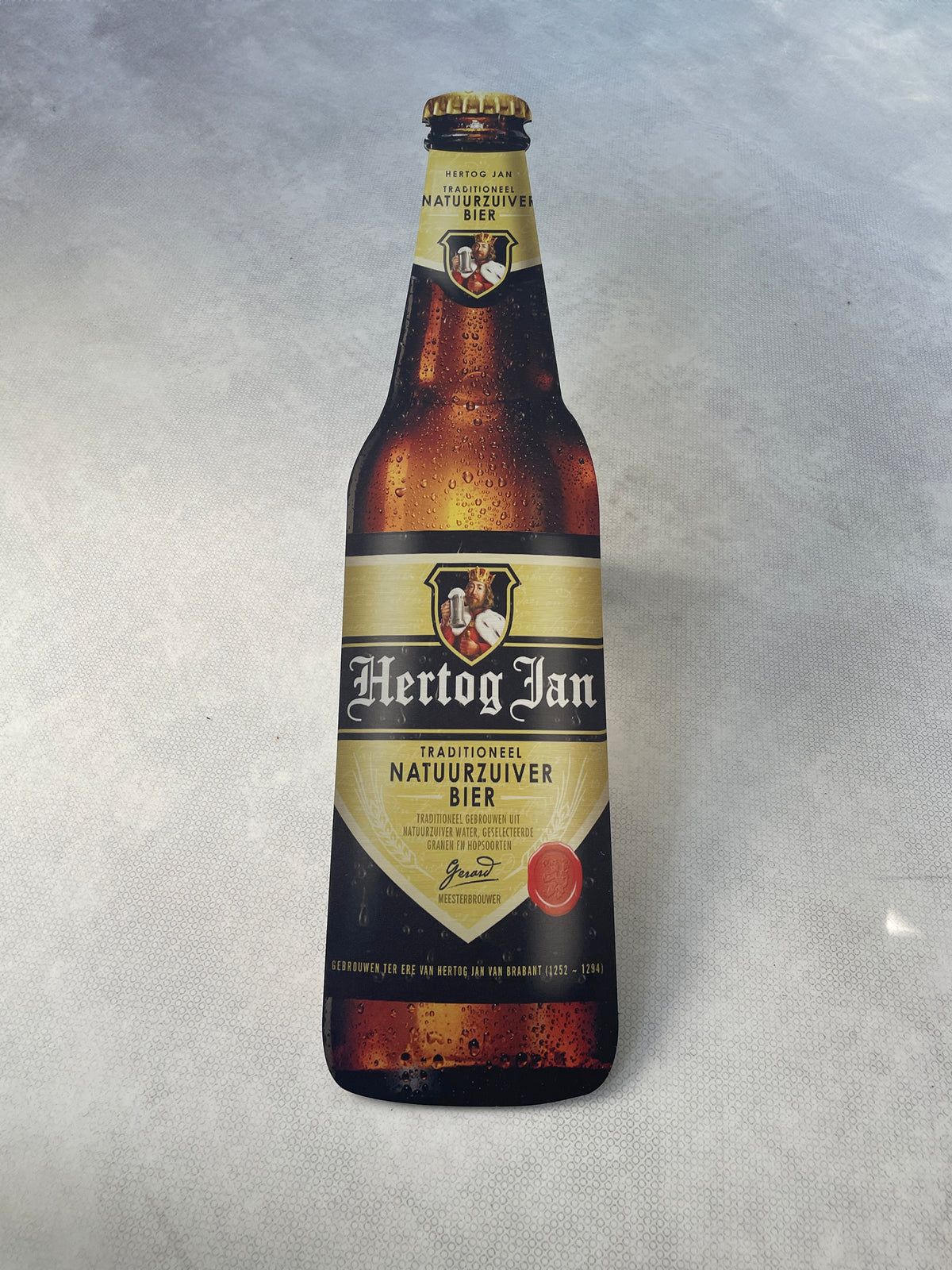 Reclamebord Hertog Jan fles groot, aluminium, 20x70 cm,