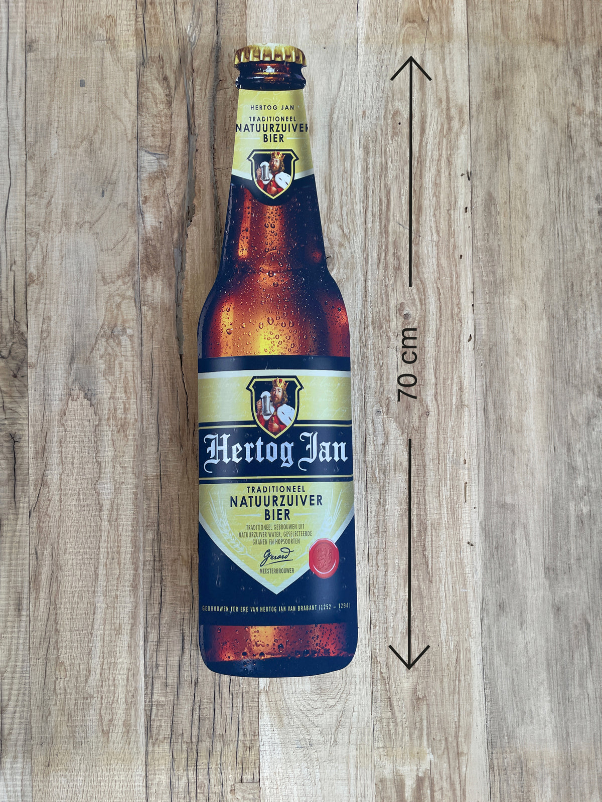 Reclamebord Hertog Jan fles groot, aluminium, 20x70 cm,