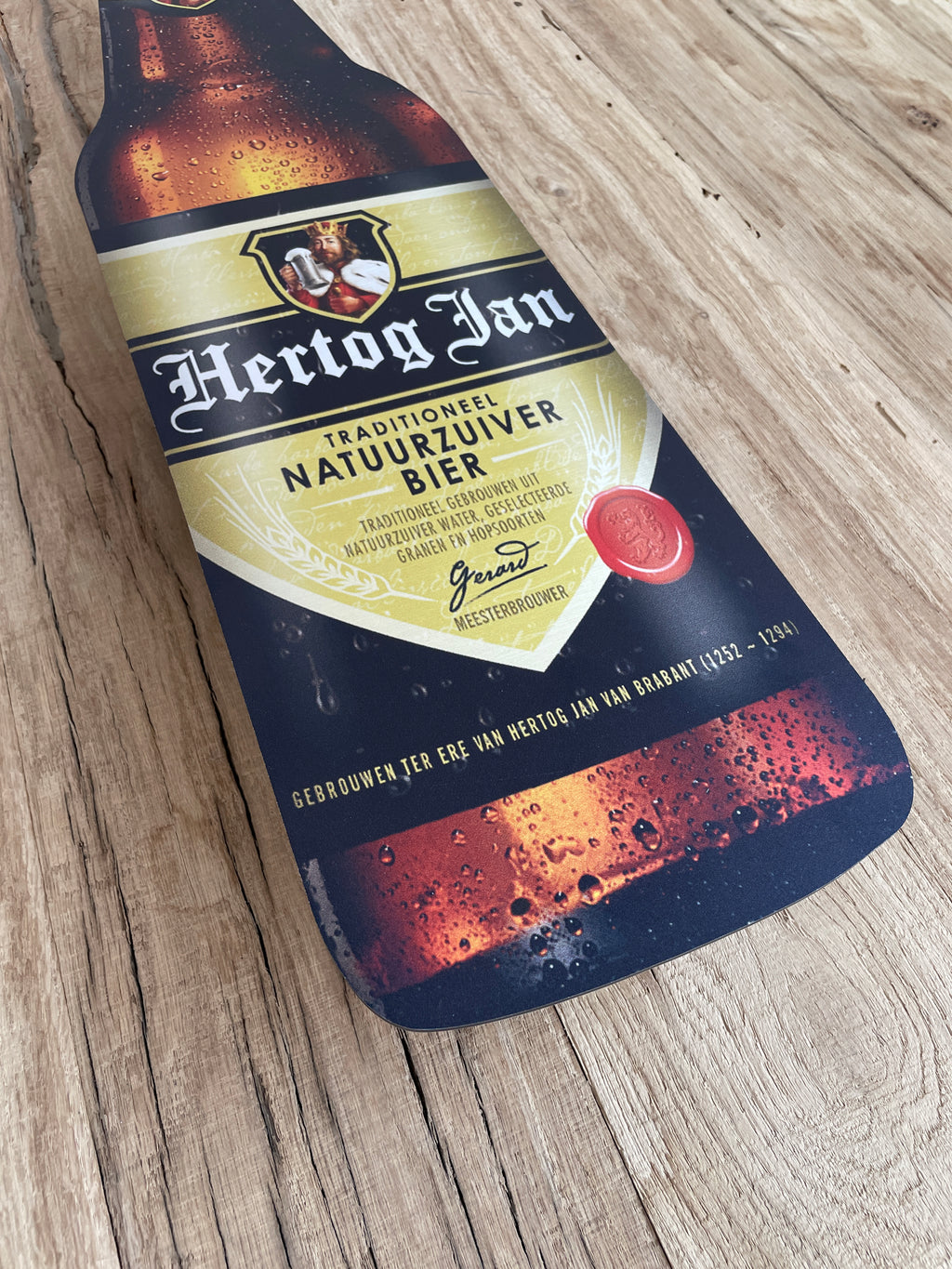 Reclamebord Hertog Jan fles groot, aluminium, 20x70 cm,