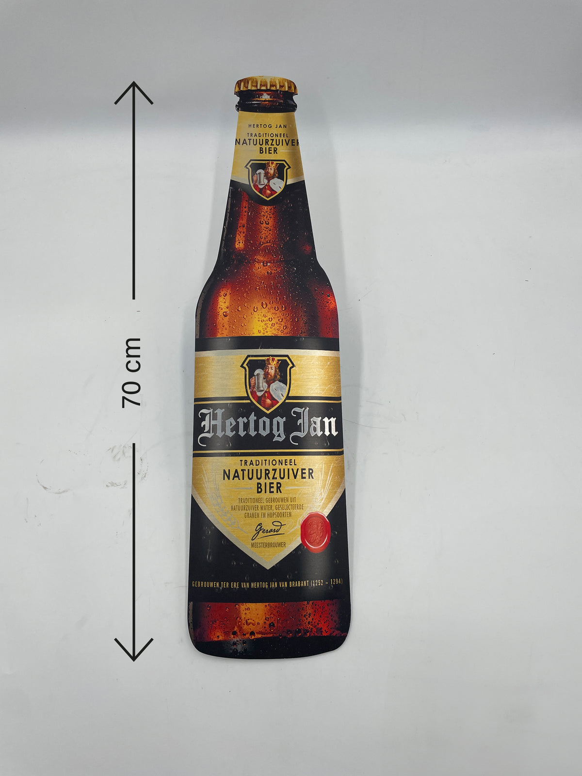 Reclamebord Hertog Jan fles groot, aluminium, 20x70 cm,