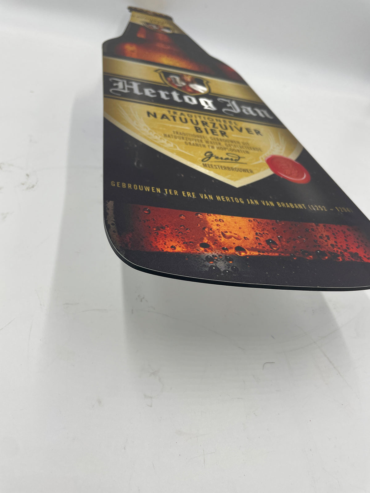 Reclamebord Hertog Jan fles groot, aluminium, 20x70 cm,