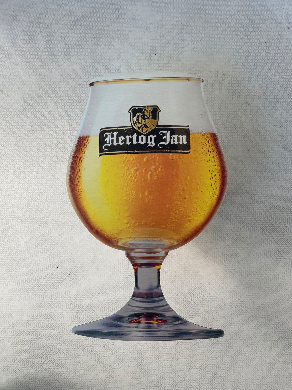 Reclamebord Hertog Jan glas groot, aluminium, 25x46 cm