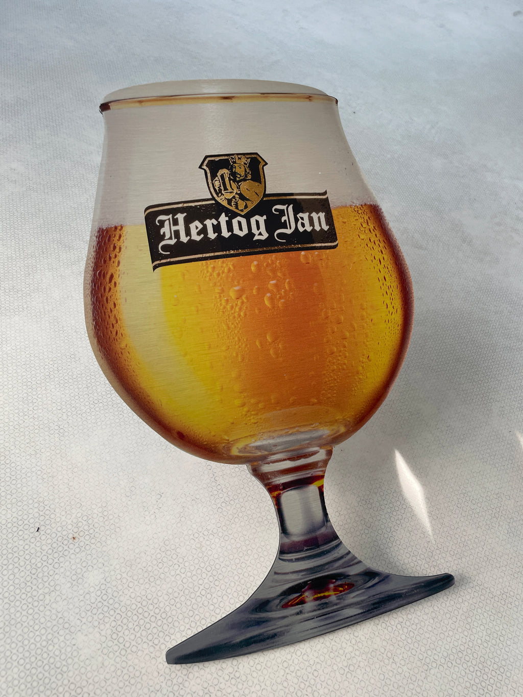 Reclamebord Hertog Jan glas groot, aluminium, 25x46 cm