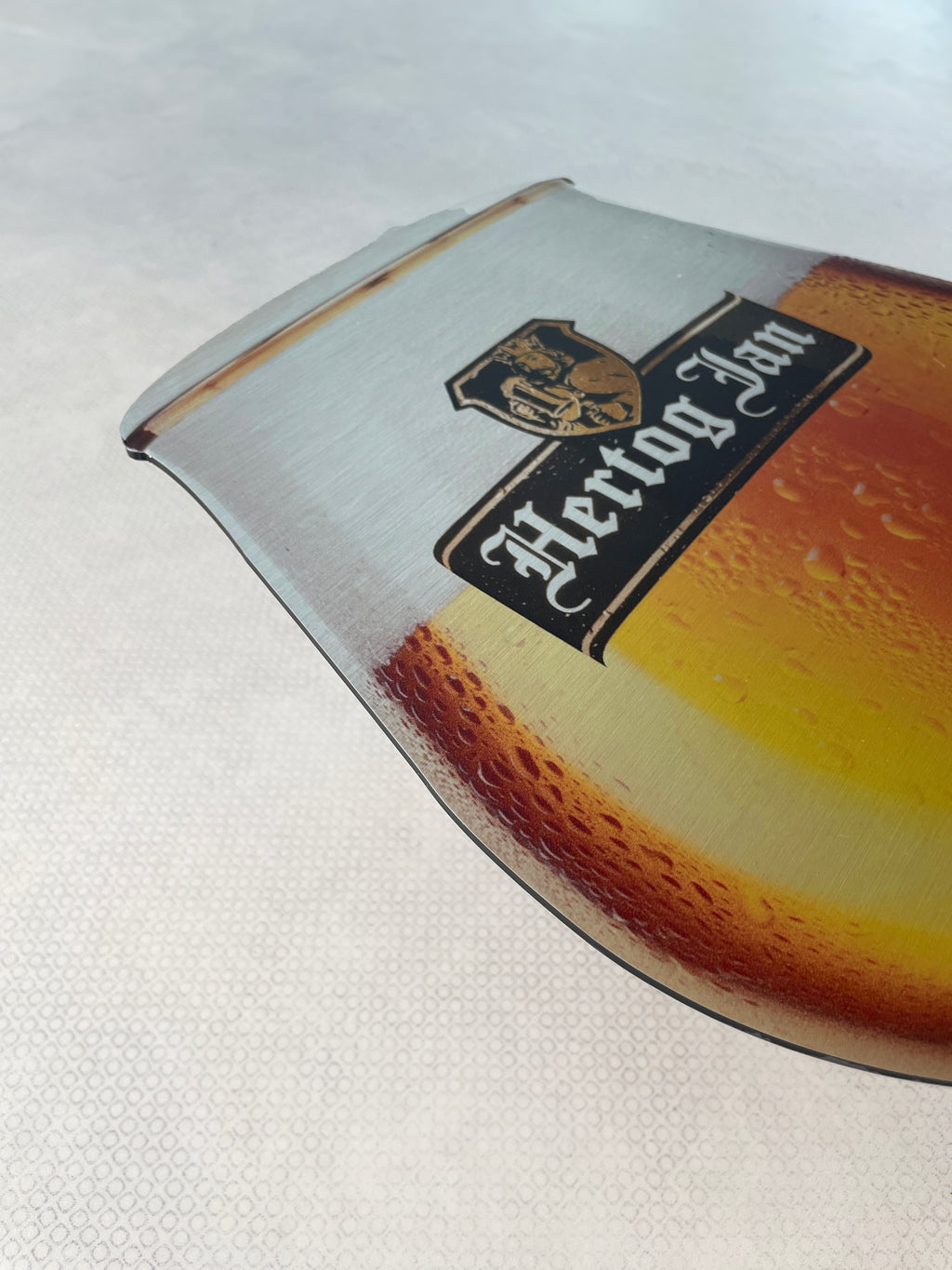 Reclamebord Hertog Jan glas groot, aluminium, 25x46 cm