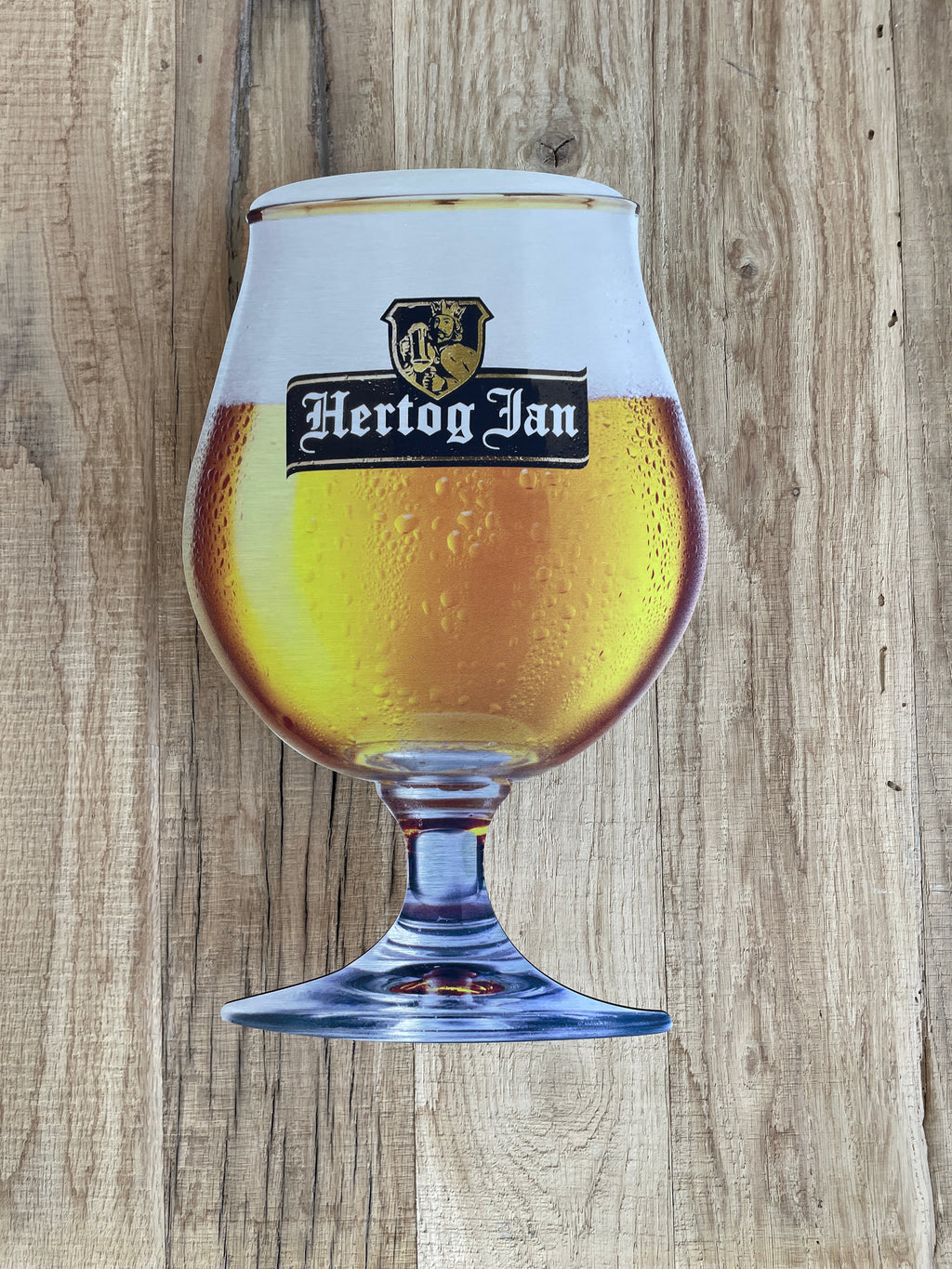 Reclamebord Hertog Jan glas groot, aluminium, 25x46 cm