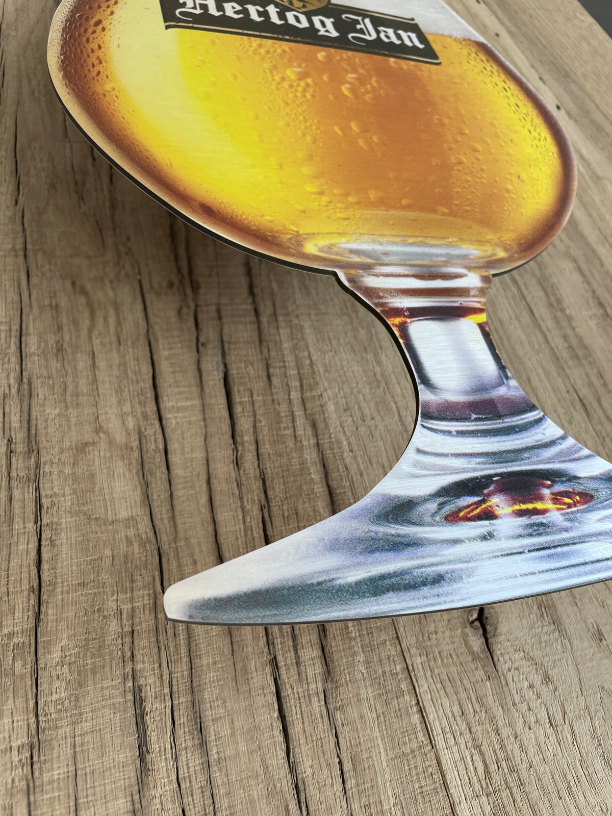 Reclamebord Hertog Jan glas groot, aluminium, 25x46 cm