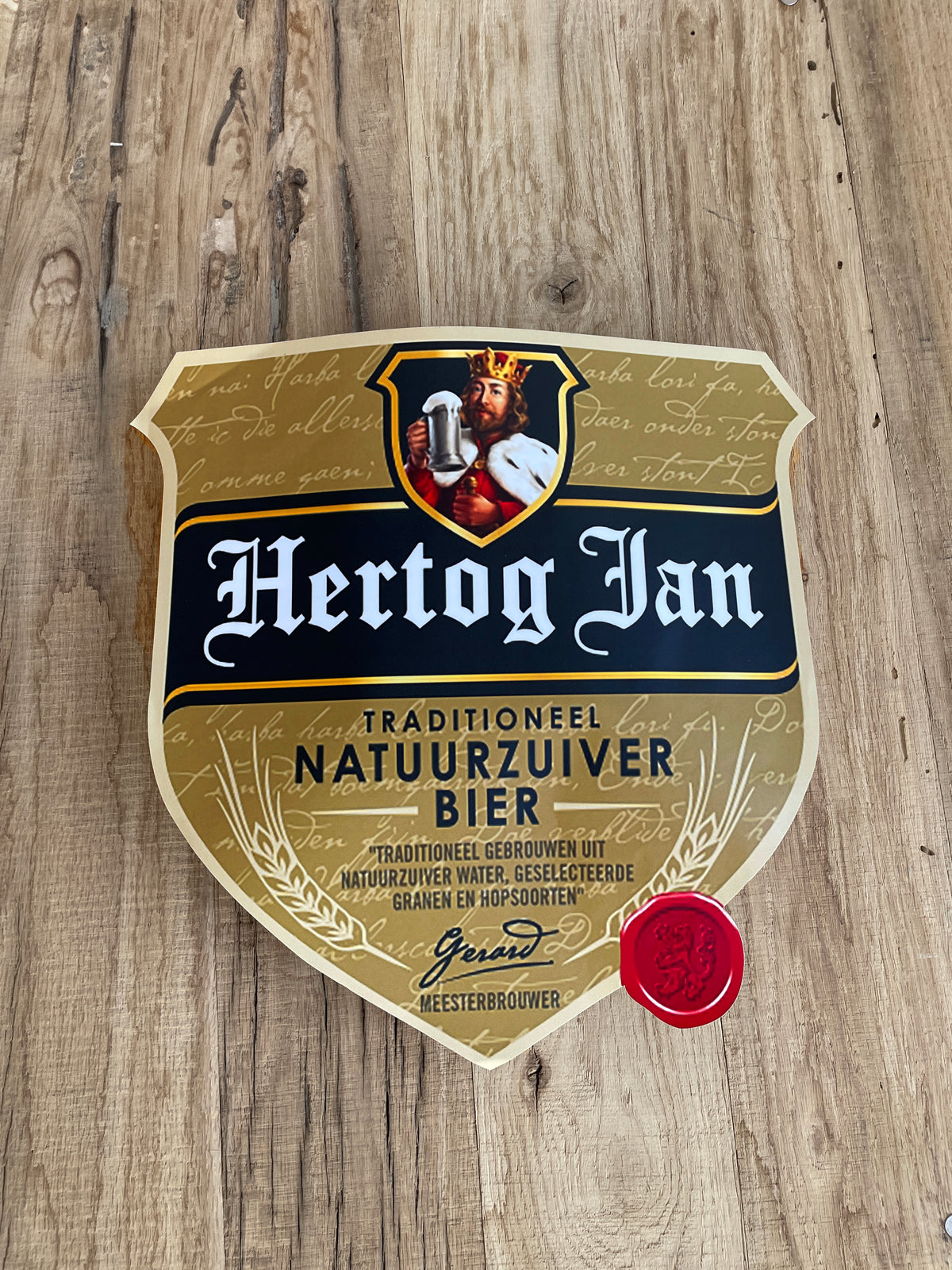 Sticker Hertog Jan bier logoschild etiket, afmeting 40x40 cm