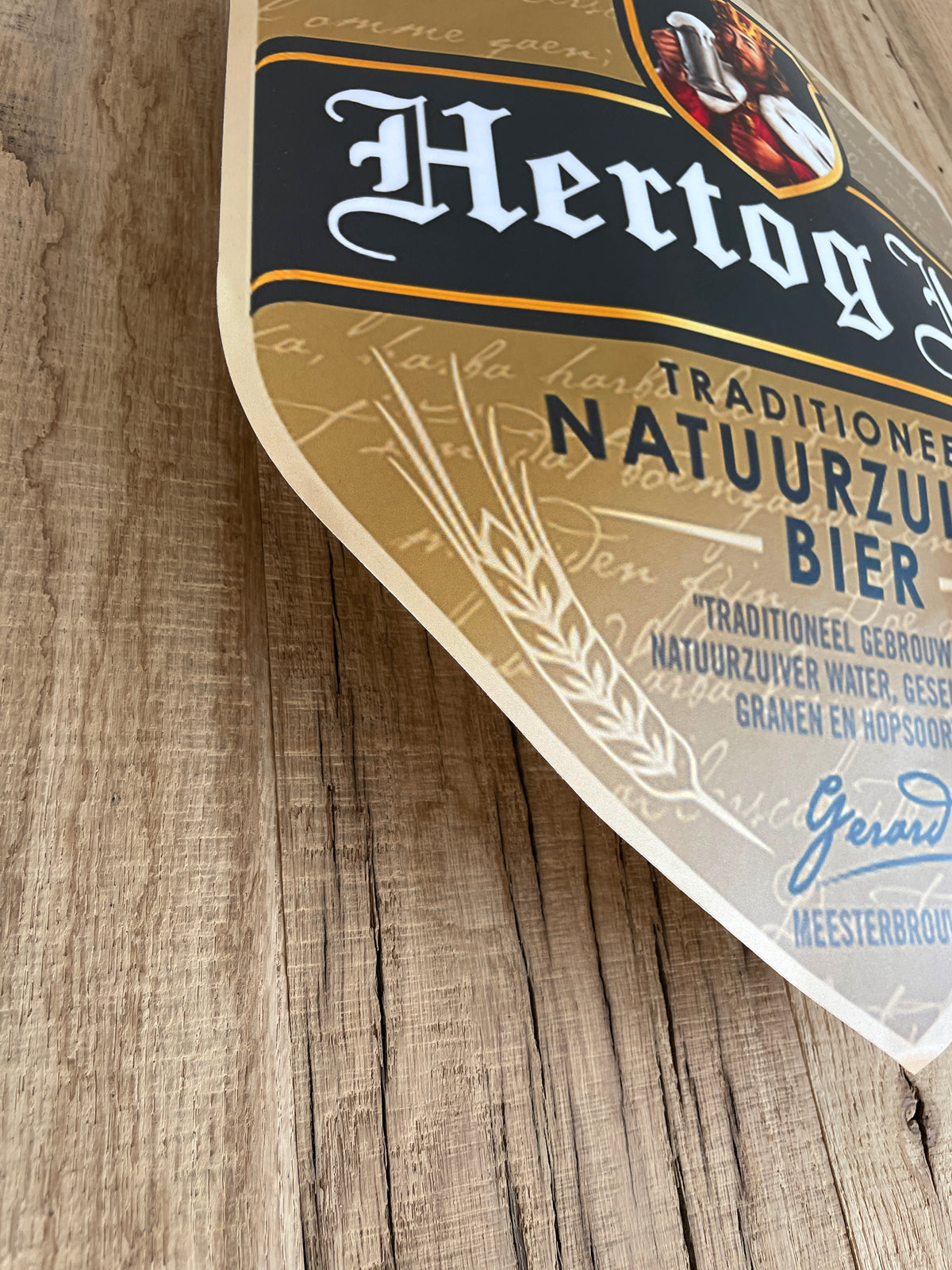 Sticker Hertog Jan bier logoschild etiket, afmeting 40x40 cm