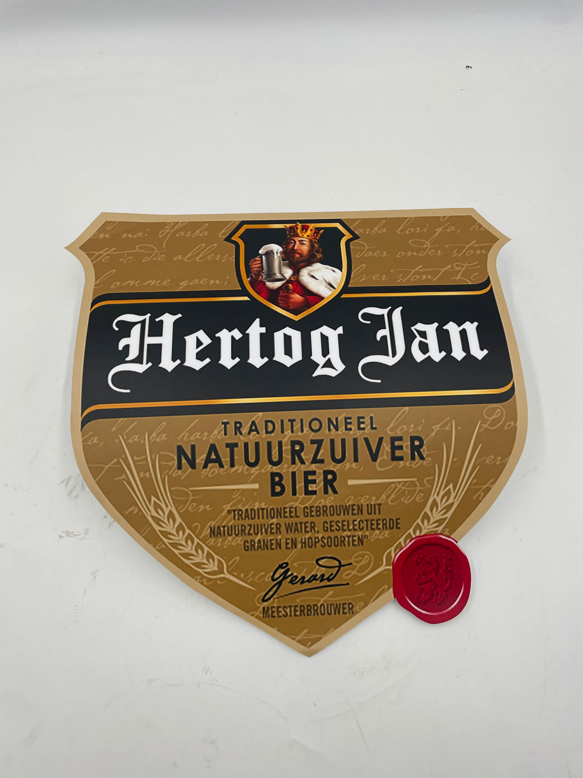 Sticker Hertog Jan bier logoschild etiket, afmeting 40x40 cm