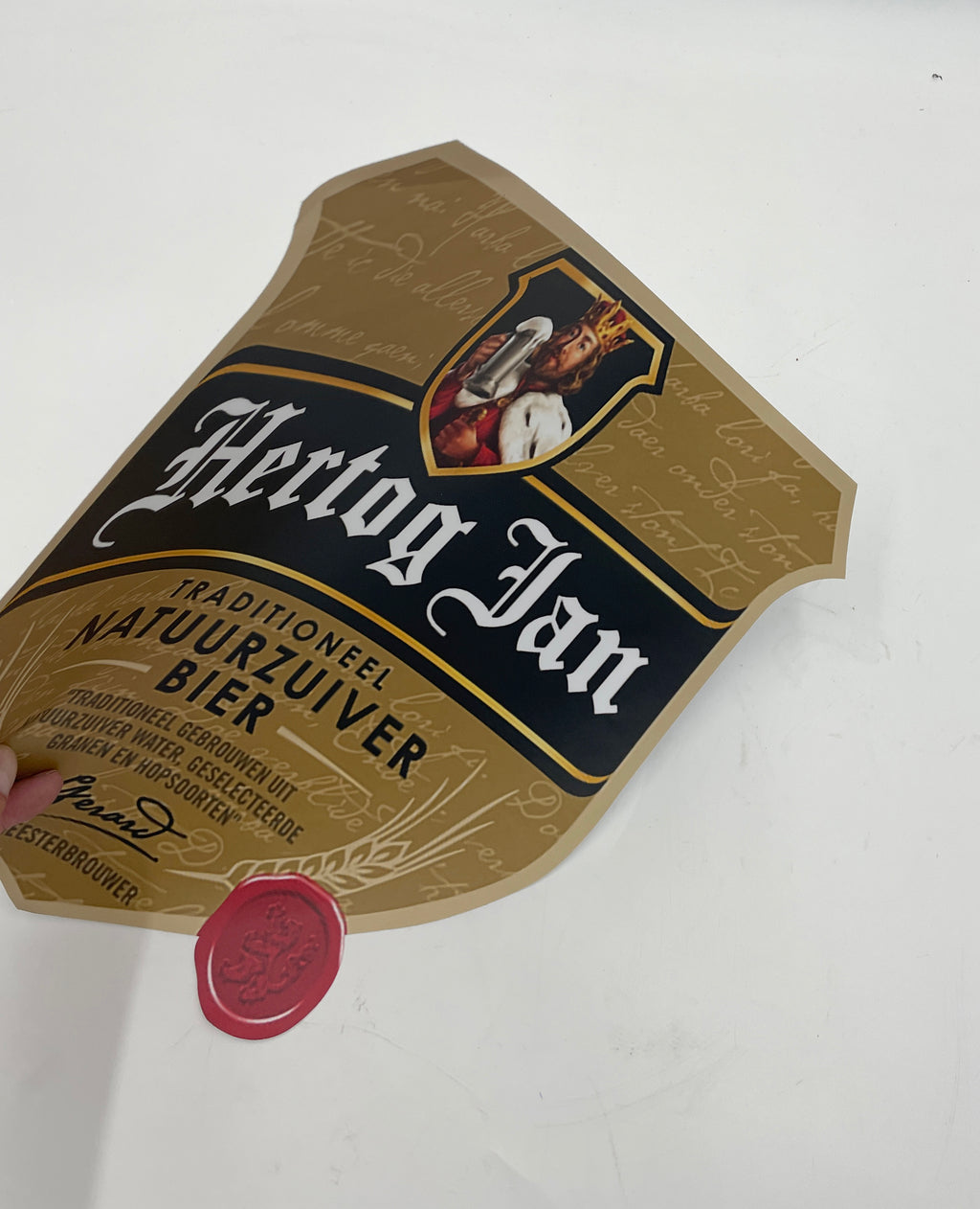 Sticker Hertog Jan bier logoschild etiket, afmeting 40x40 cm