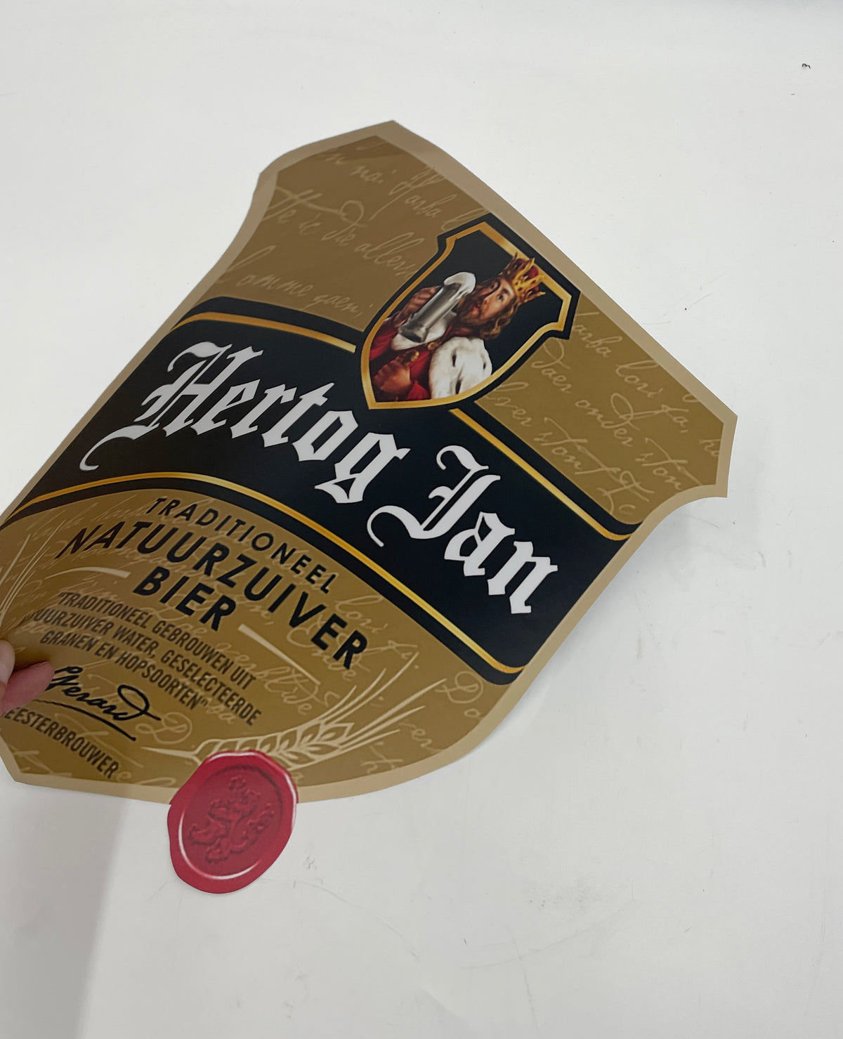 Sticker Hertog Jan bier logoschild etiket, afmeting 40x40 cm
