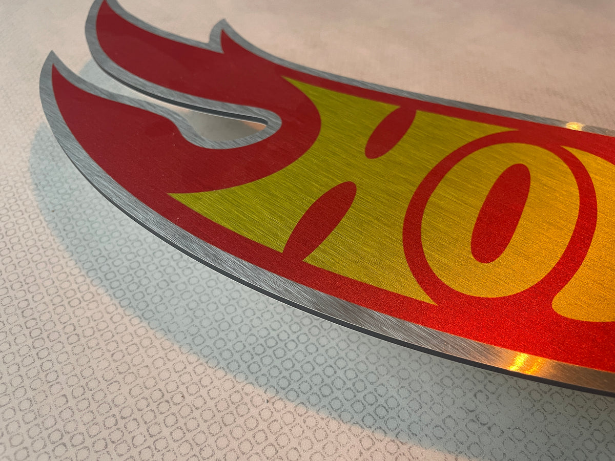 Reclamebord Hotwheels reclame logo bord, aluminium, 57x23 cm
