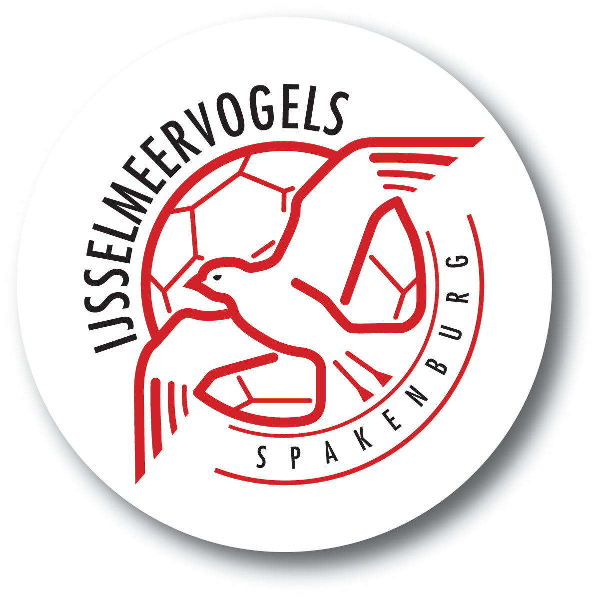 Reclamebord IJsselmeervogels embleem rond alu of wit
