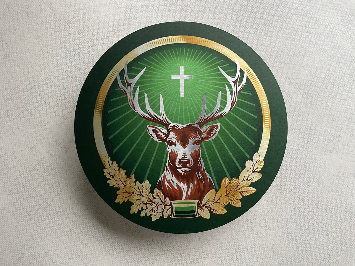 Reclamebord Jägermeister fles groot, 31x57cm hoog, aluminium