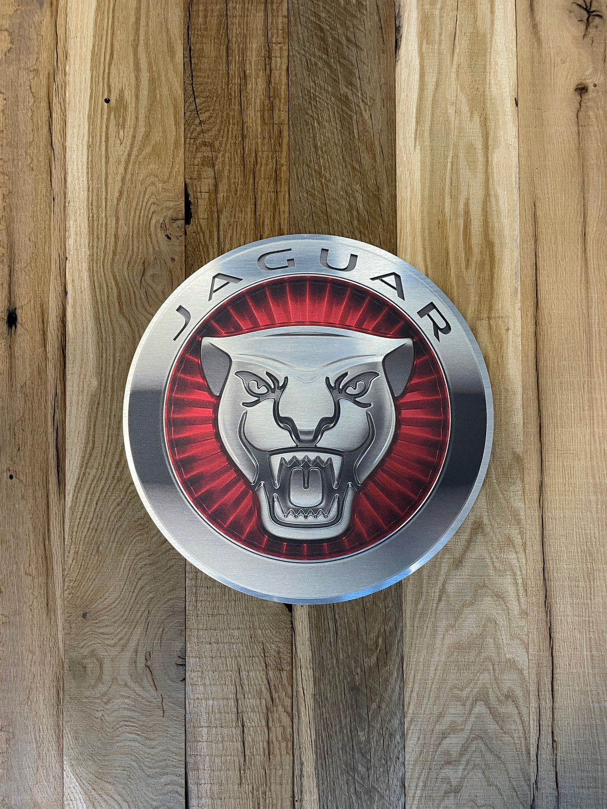 Reclamebord Jaguar rond logo embleem, aluminium, 40x40 cm