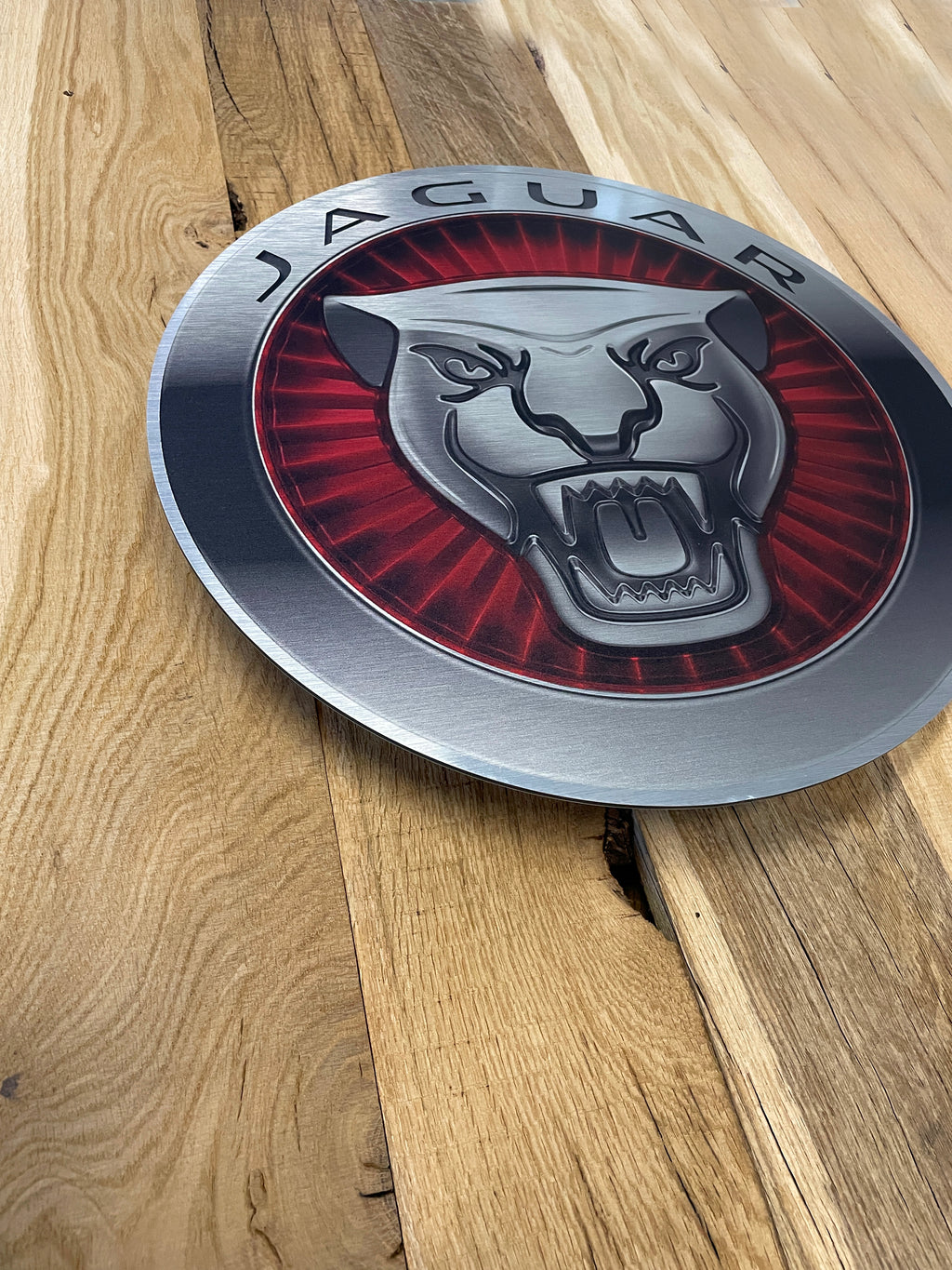 Reclamebord Jaguar rond logo embleem, aluminium, 40x40 cm