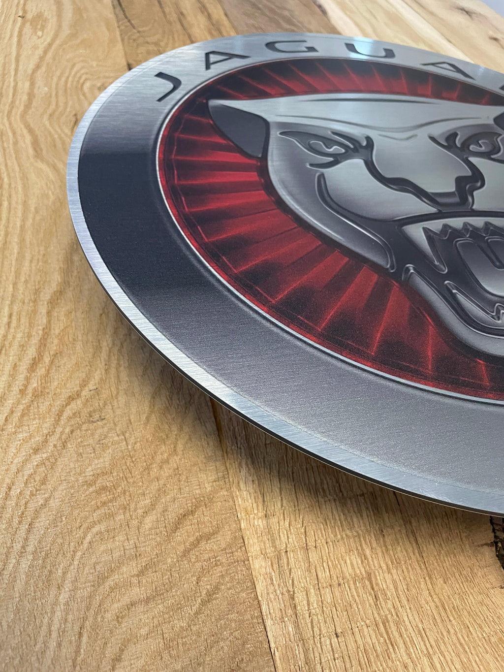Reclamebord Jaguar rond logo embleem, aluminium, 40x40 cm