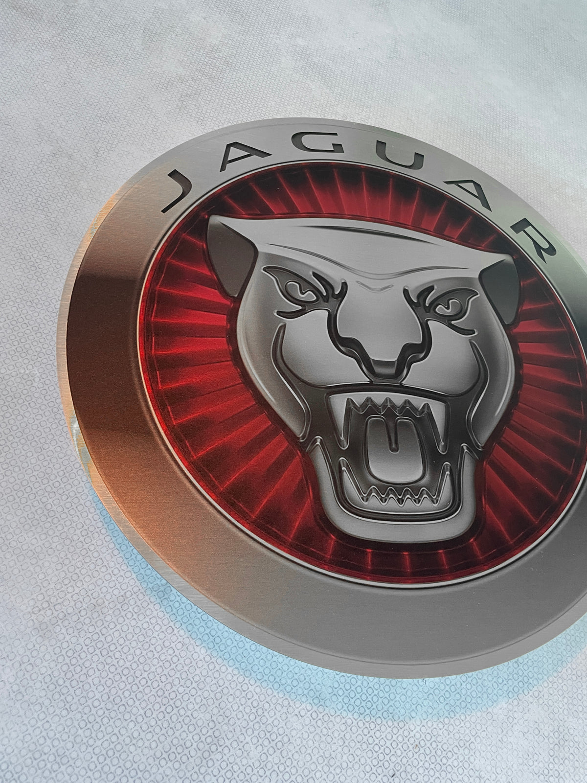 Reclamebord Jaguar rond logo embleem, aluminium, 40x40 cm