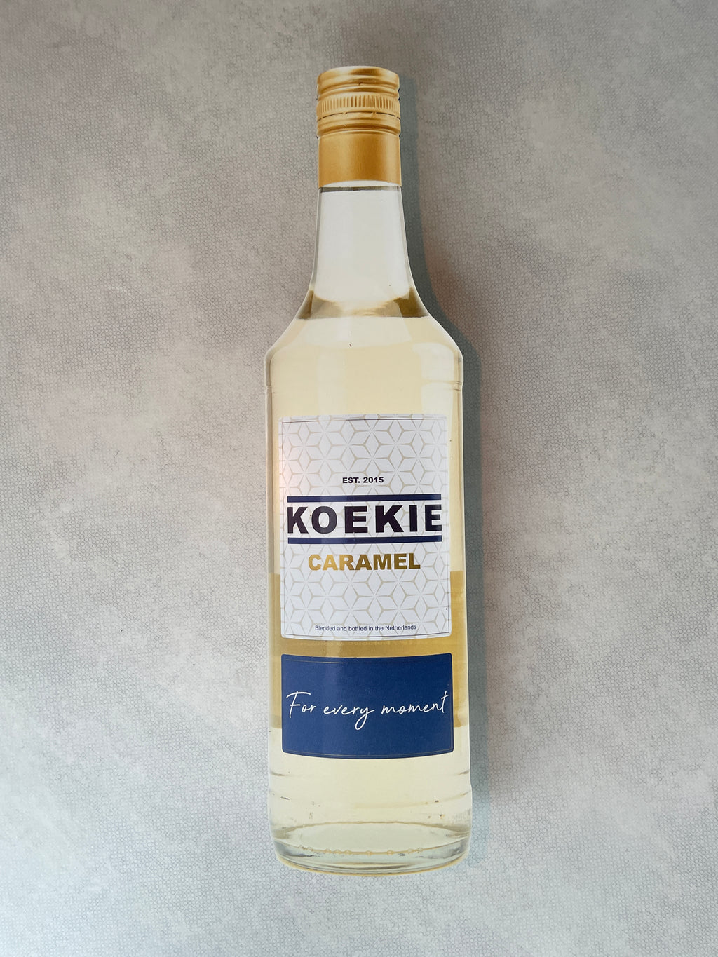 Reclamebord Koekie Caramel likeur fles groot, 17x70cm alu