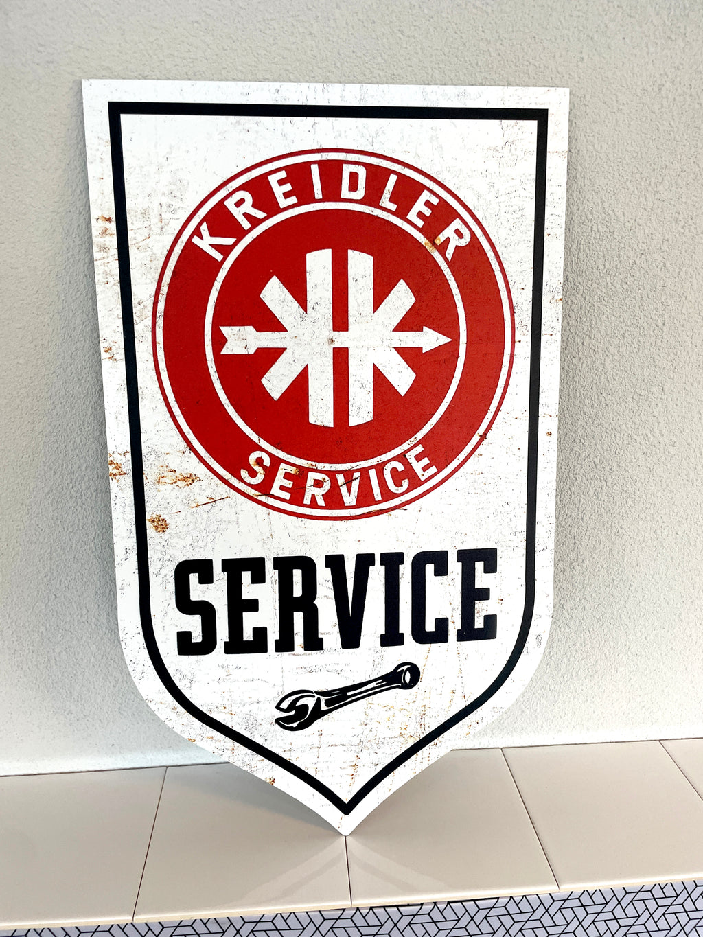 Reclamebord Kreidler service logo, aluminium, 32x54 cm