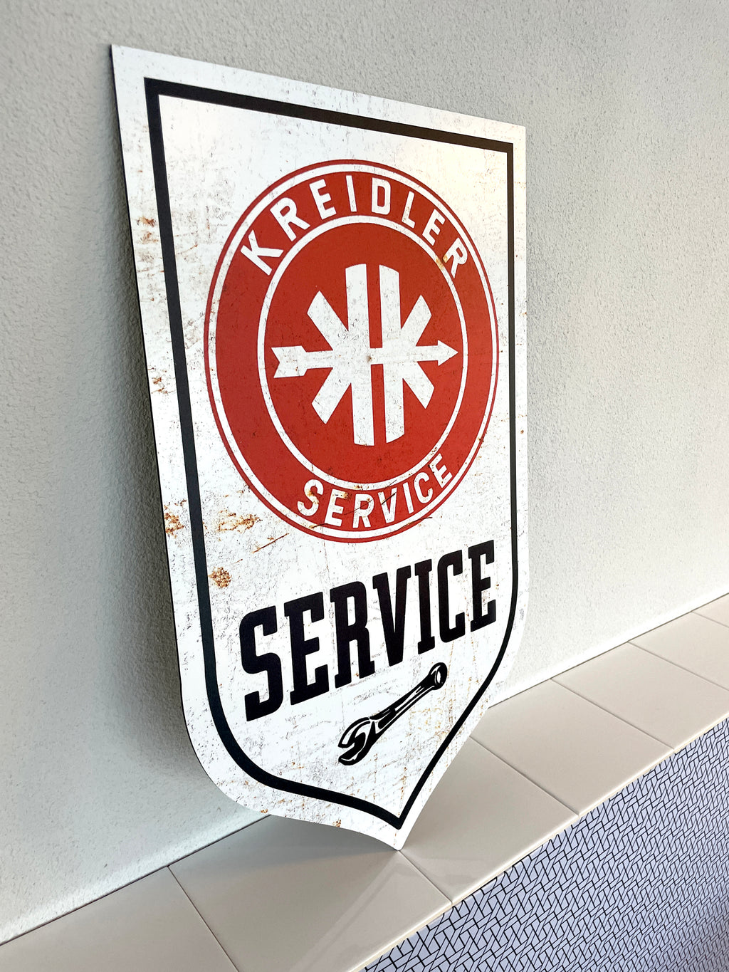 Reclamebord Kreidler service logo, aluminium, 32x54 cm