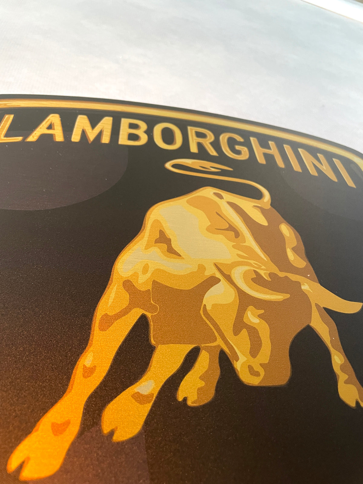 Reclamebord Lamborghini logo embleem, aluminium, 40x40 cm
