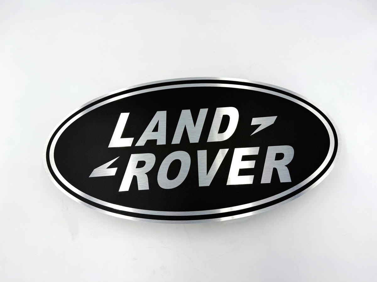 Reclamebord Landrover logo zwart embleem, alu, 57x29 cm