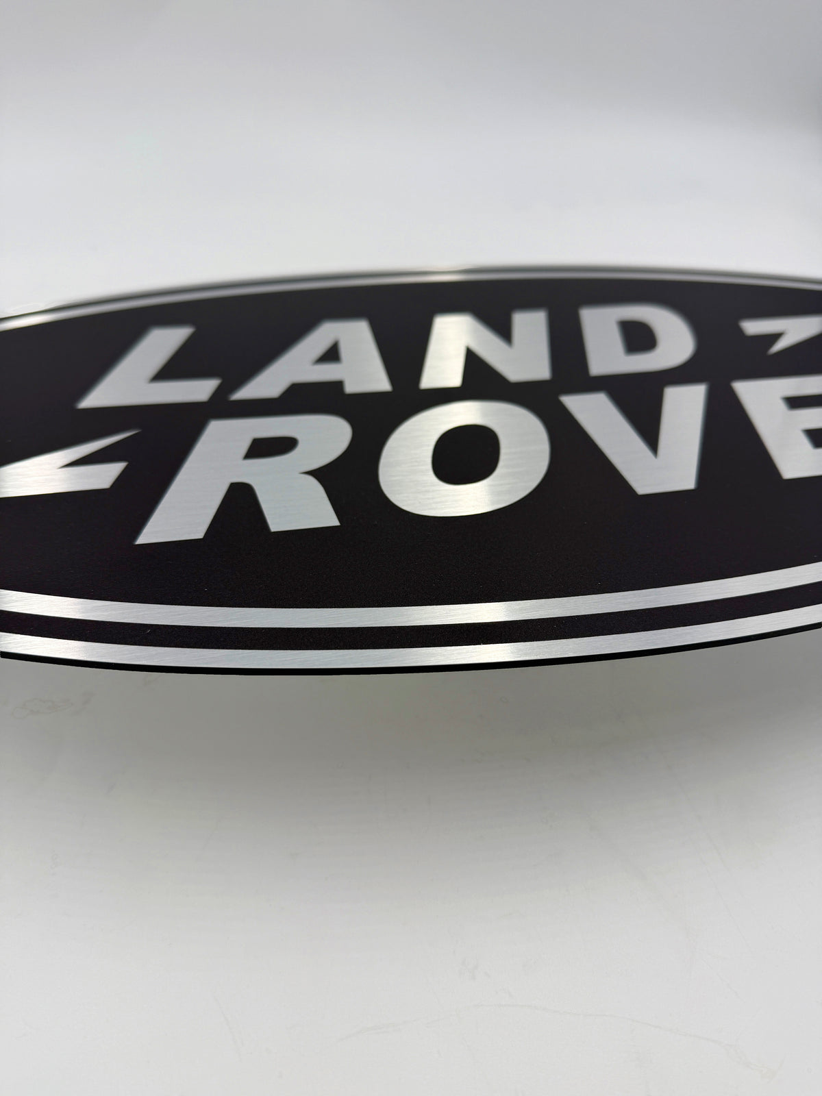 Reclamebord Landrover logo zwart embleem, alu, 57x29 cm