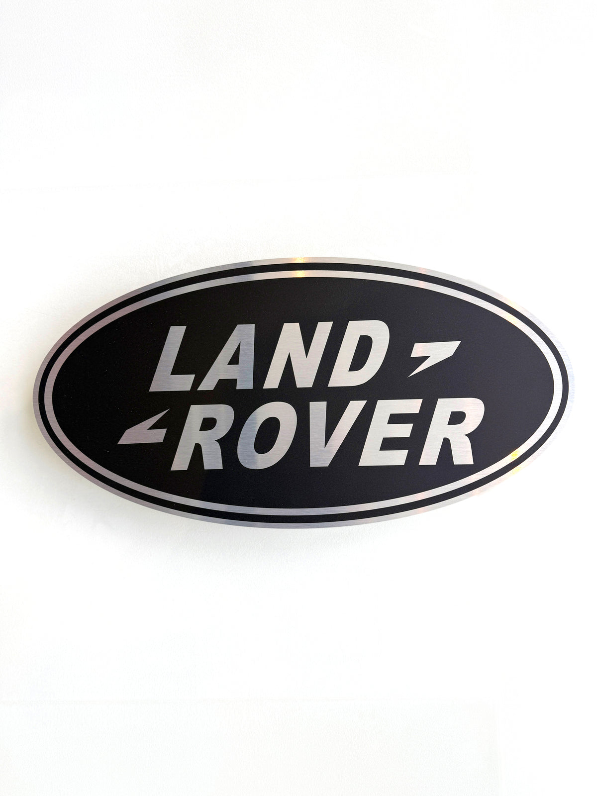 Reclamebord Landrover logo zwart embleem, alu, 57x29 cm
