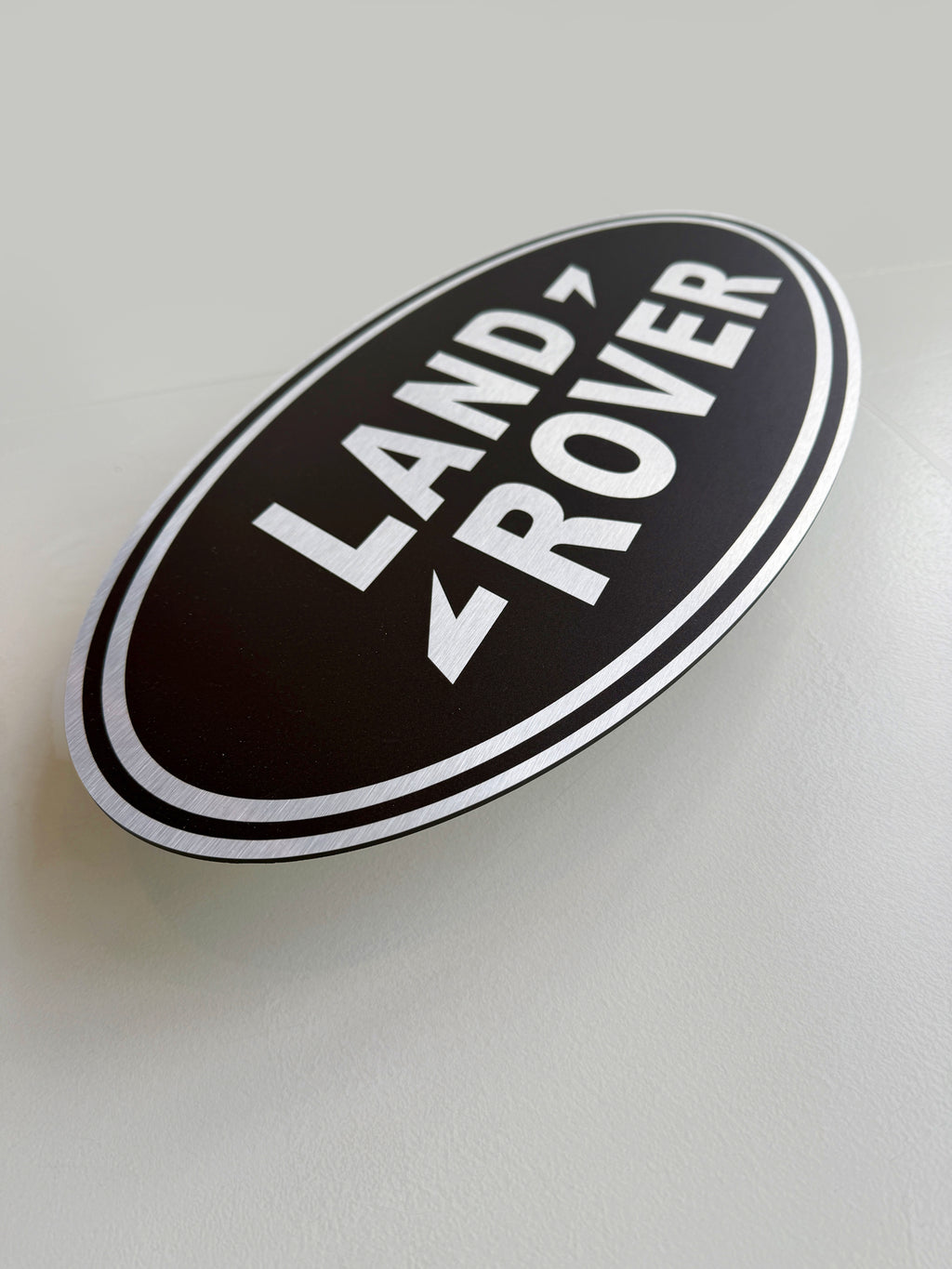 Reclamebord Landrover logo zwart embleem, alu, 57x29 cm