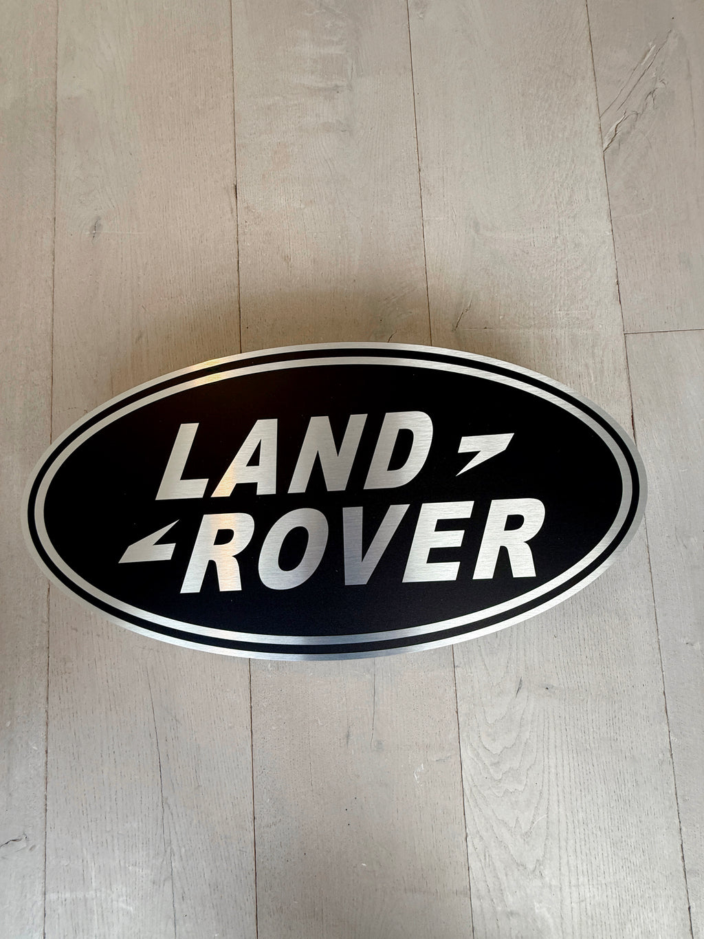Reclamebord Landrover logo zwart embleem, alu, 57x29 cm
