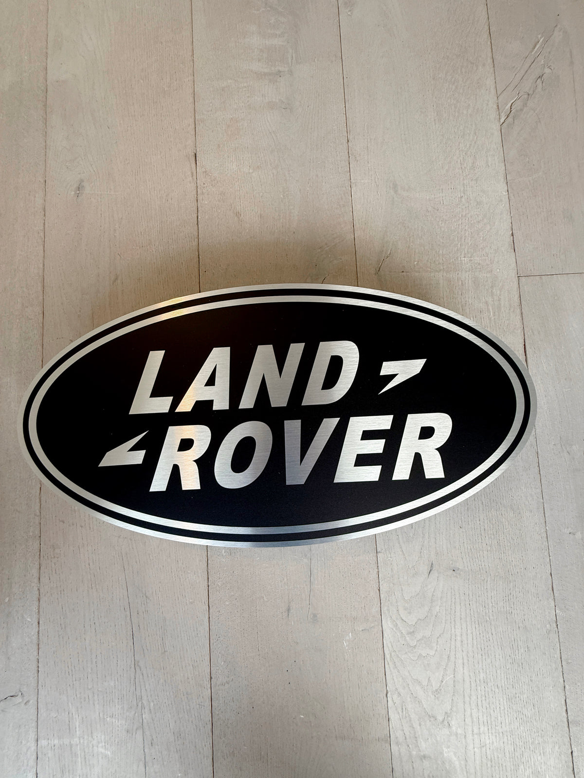 Reclamebord Landrover logo zwart embleem, alu, 57x29 cm