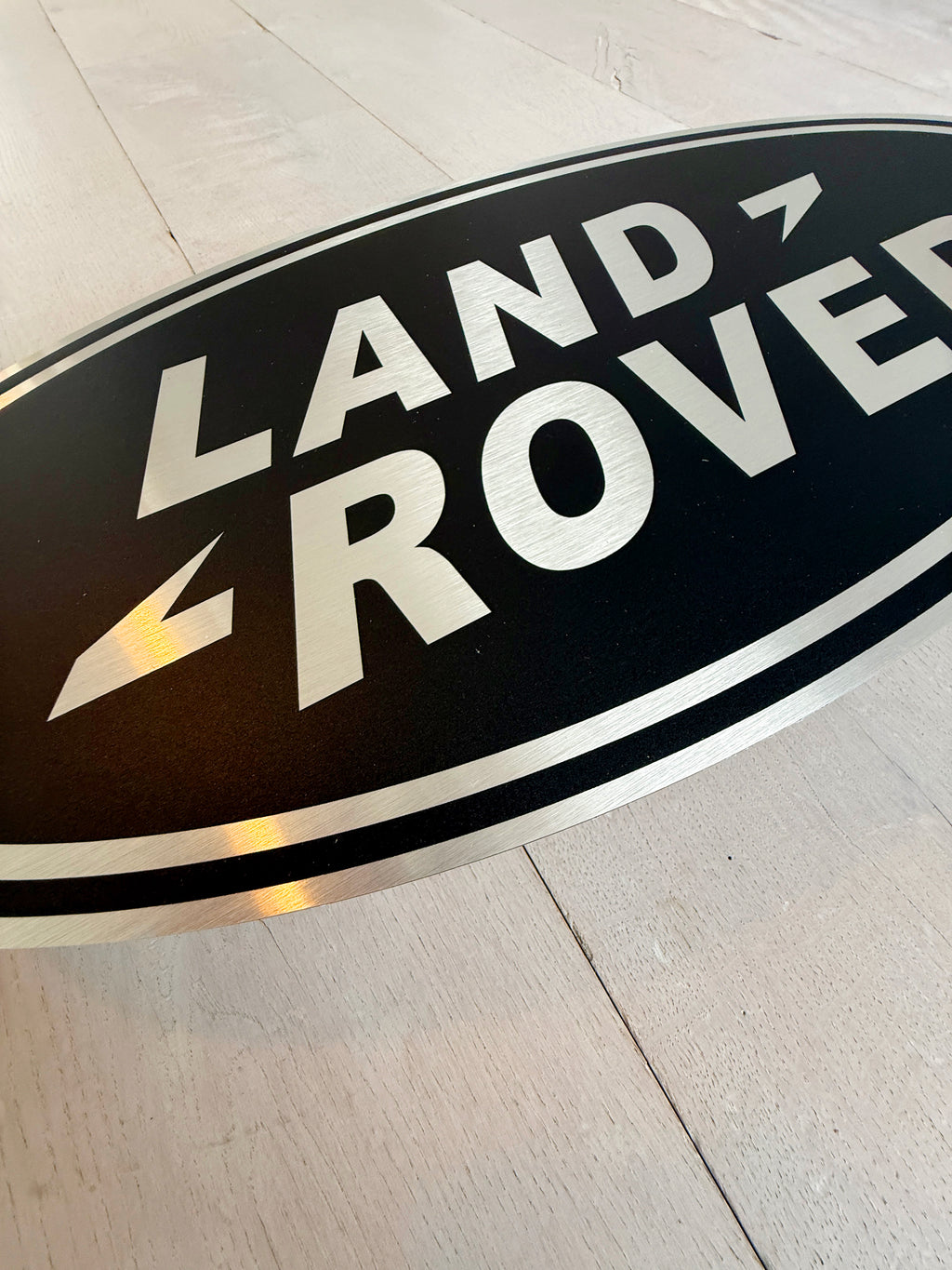 Reclamebord Landrover logo zwart embleem, alu, 57x29 cm
