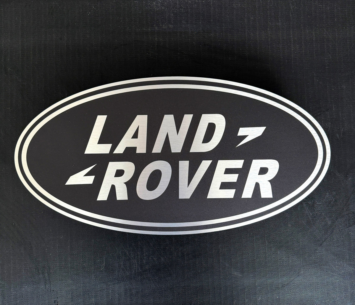 Reclamebord Landrover logo zwart embleem, alu, 57x29 cm