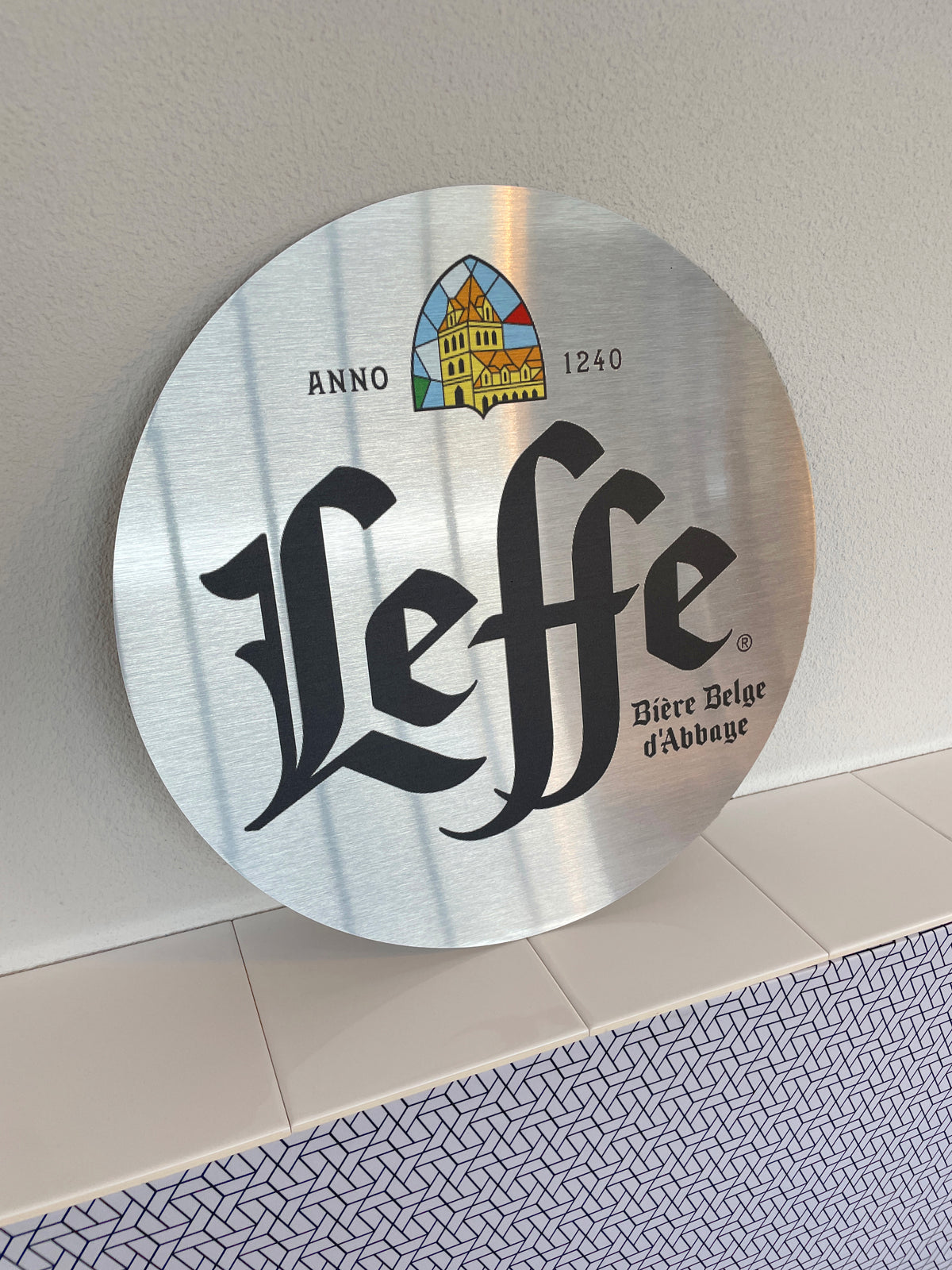 Reclamebord Leffe bier logo aluminium, aluminium, 40x40 cm