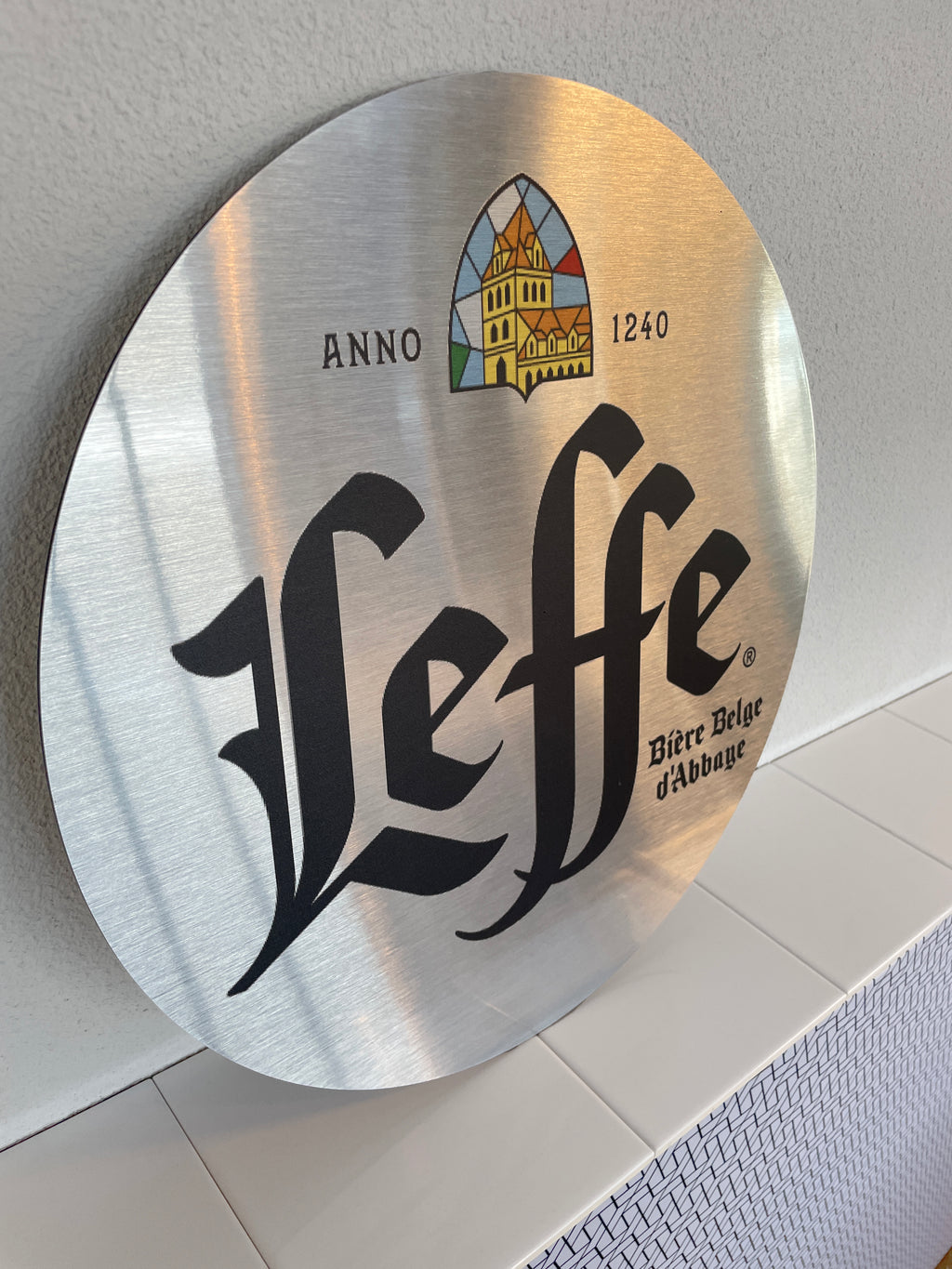 Reclamebord Leffe bier logo aluminium, aluminium, 40x40 cm
