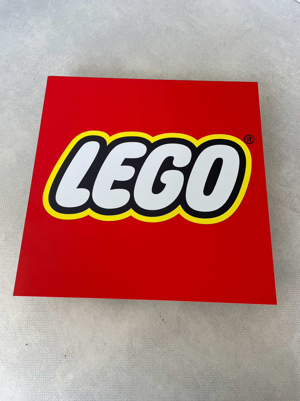 Reclamebord LEGO logo bord, aluminium, rvs look, 40X40 cm