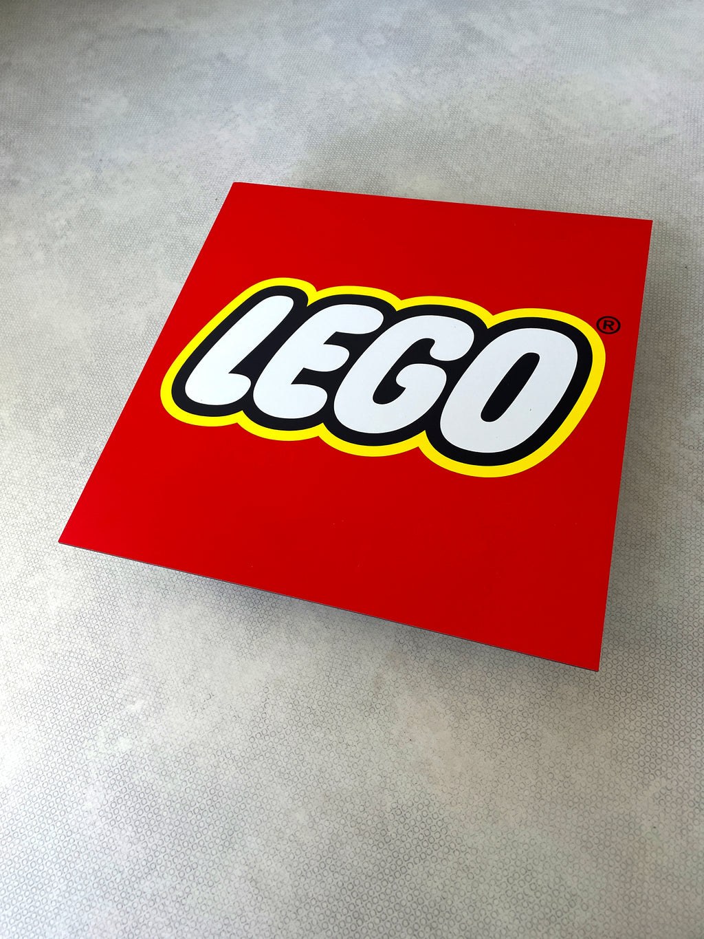 Reclamebord LEGO logo bord, aluminium, rvs look, 40X40 cm