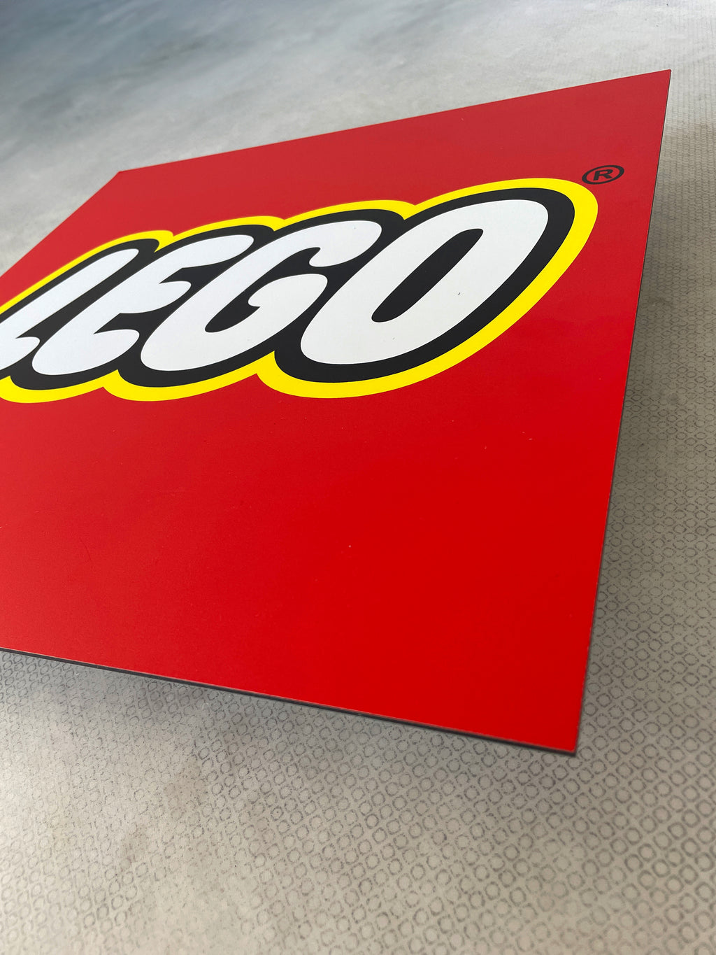 Reclamebord LEGO logo bord, aluminium, rvs look, 40X40 cm
