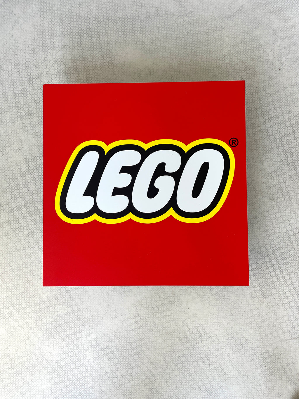 Reclamebord LEGO logo bord, aluminium, rvs look, 40X40 cm