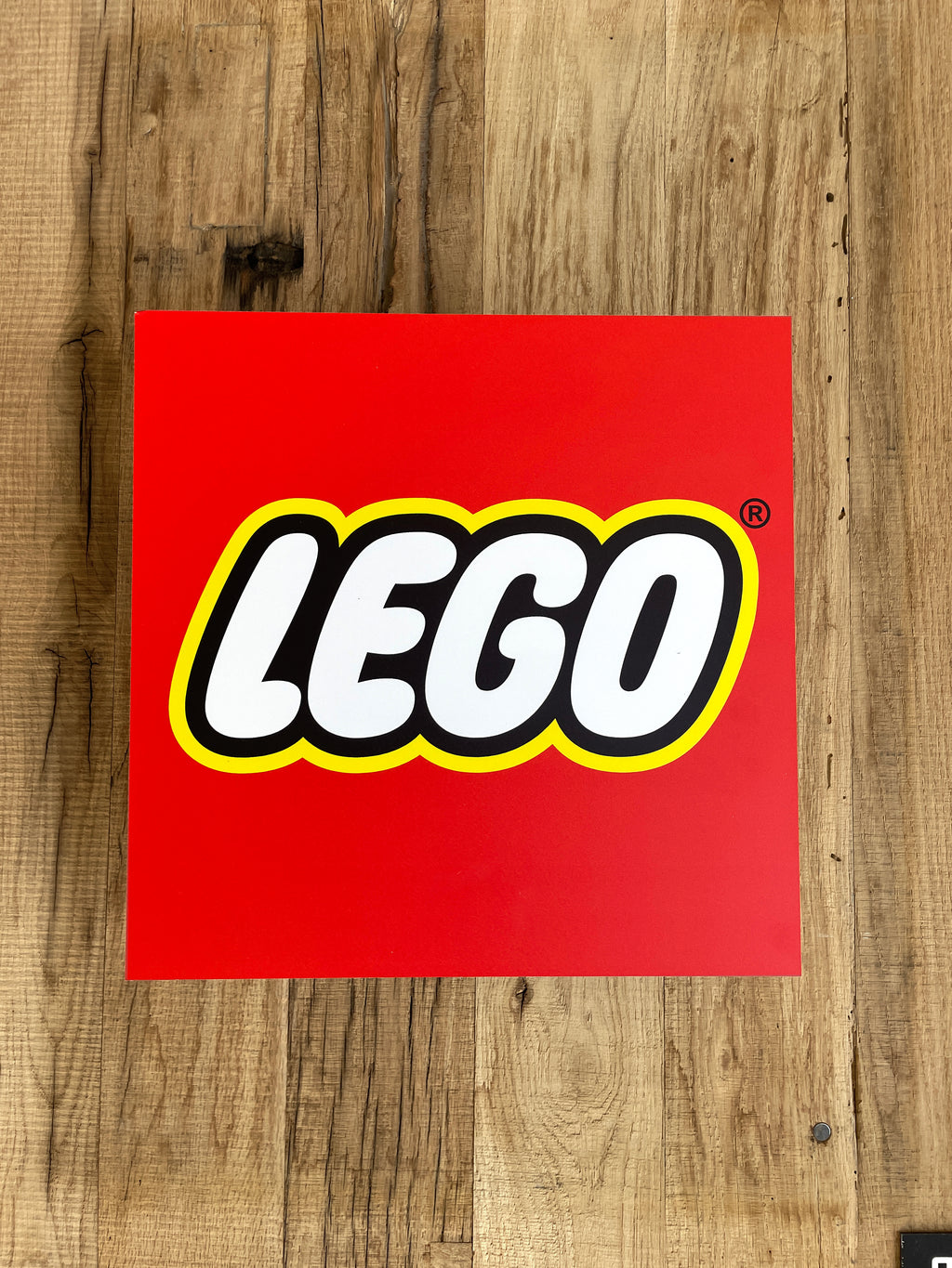 Reclamebord LEGO logo bord, aluminium, rvs look, 40X40 cm