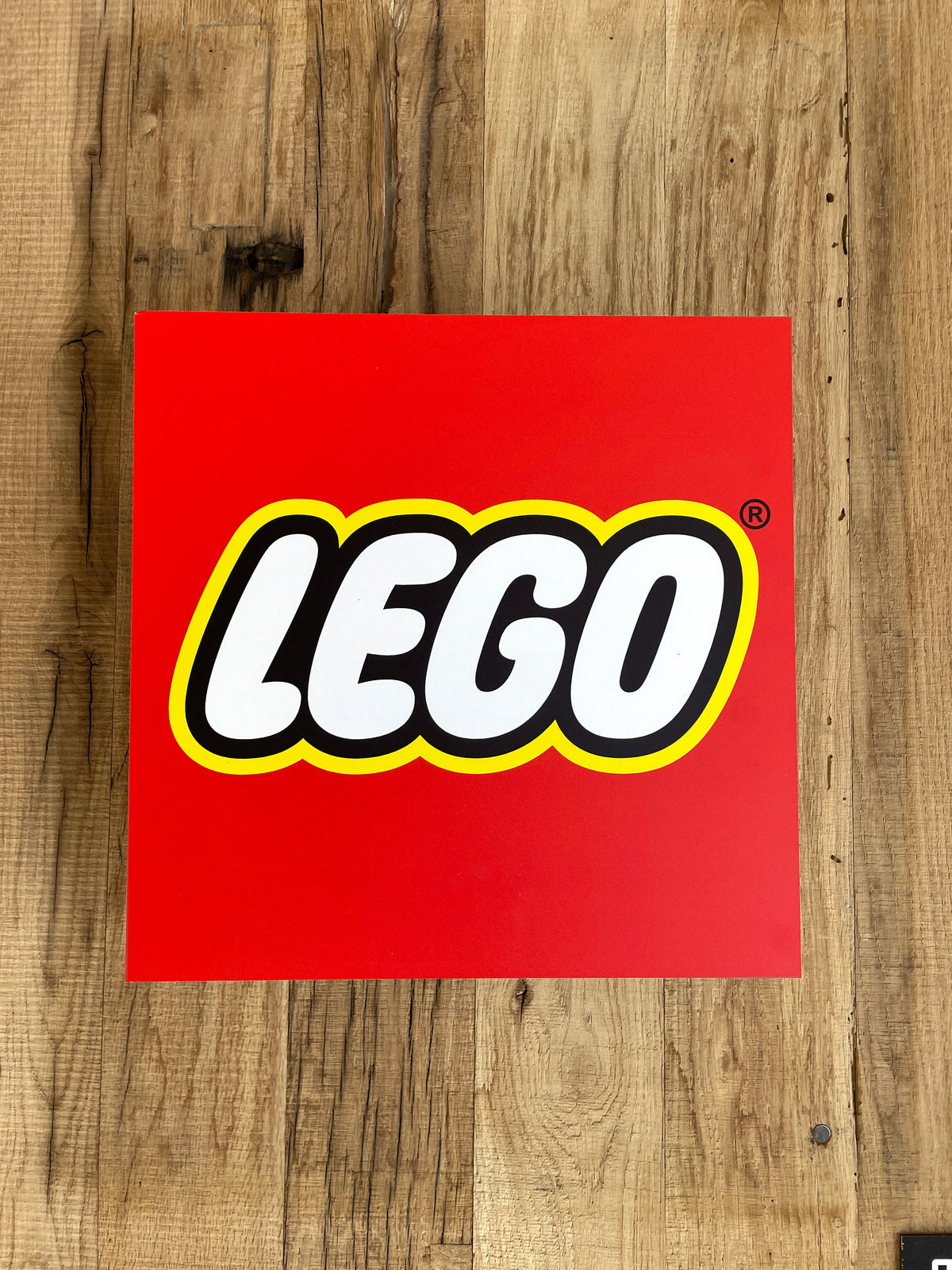Reclamebord LEGO logo bord, aluminium, rvs look, 40X40 cm
